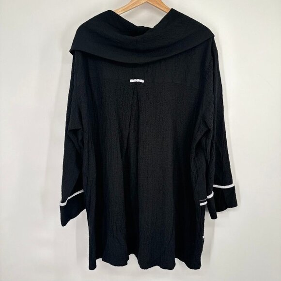 Ali Miles Black Cowl Neck crinkle Tunic Top size 2X plus Pockets women's - Picture 10 of 12